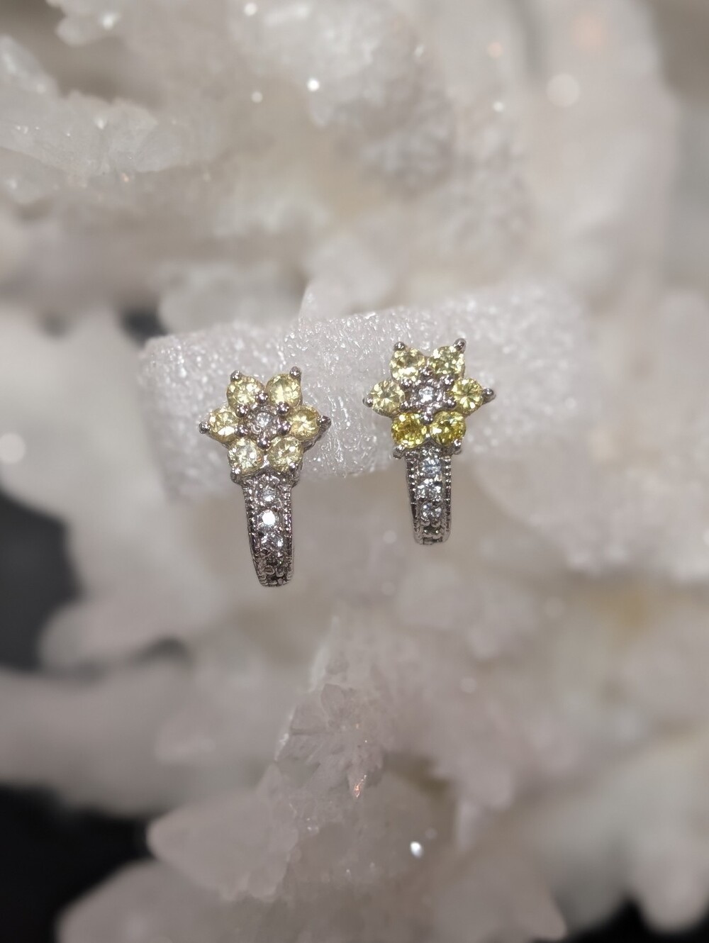 925 Silver Peridot Flower Earrings